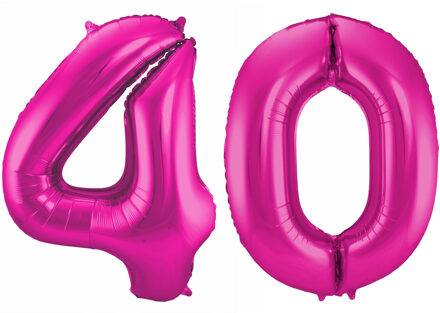 Cijfer ballonnen opblaas - Verjaardag versiering 40 jaar - 85 cm roze