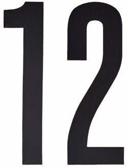 Cijfer sticker 12 zwart 10 cm