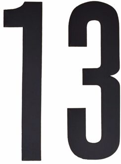 Cijfer sticker 13 zwart 10 cm