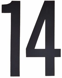 Cijfer sticker 14 zwart 10 cm