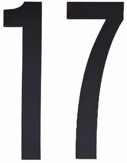 Cijfer sticker 17 zwart 10 cm