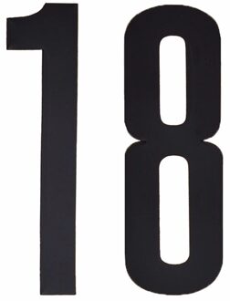 Cijfer sticker 18 zwart 10 cm