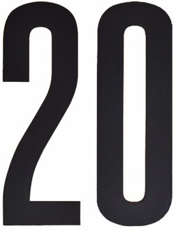 Cijfer sticker 20 zwart 10 cm