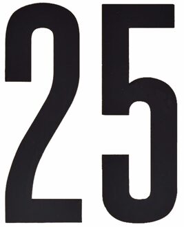 Cijfer sticker 25 zwart 10 cm
