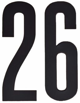 Cijfer sticker 26 zwart 10 cm