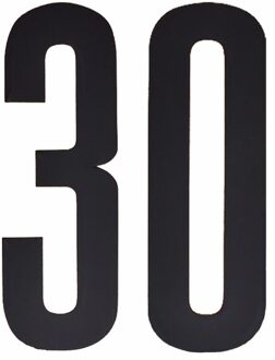 Cijfer sticker 30 zwart 10 cm