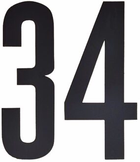 Cijfer sticker 34 zwart 10 cm
