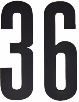 Cijfer sticker 36 zwart 10 cm