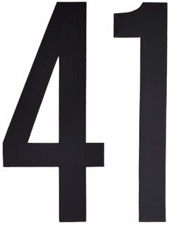 Cijfer sticker 41 zwart 10 cm
