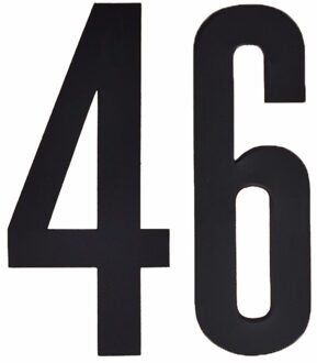 Cijfer sticker 46 zwart 10 cm - klikocijfers / losse plakcijfers