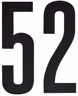 Cijfer sticker 52 zwart 10 cm