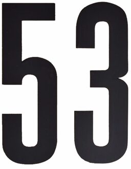 Cijfer sticker 53 zwart 10 cm