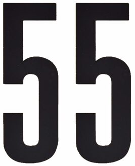 Cijfer sticker 55 zwart 10 cm