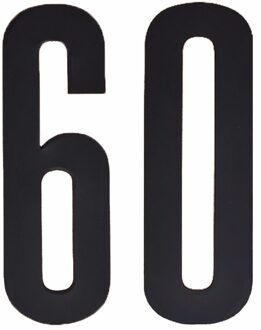 Cijfer sticker 60 zwart 10 cm