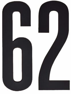 Cijfer sticker 62 zwart 10 cm