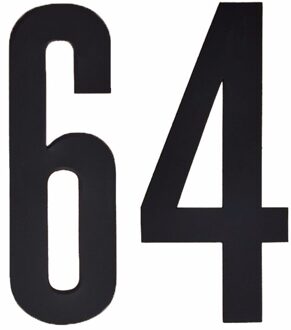 Cijfer sticker 64 zwart 10 cm - klikocijfers / losse plakcijfers