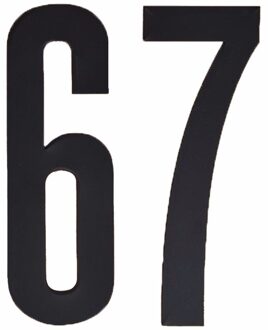 Cijfer sticker 67 zwart 10 cm