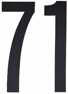Cijfer sticker 71 zwart 10 cm