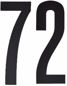 Cijfer sticker 72 zwart 10 cm