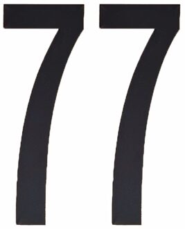 Cijfer sticker 77 zwart 10 cm