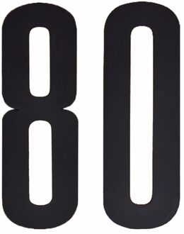 Cijfer sticker 80 zwart 10 cm