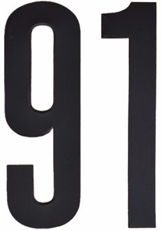 Cijfer sticker 91 zwart 10 cm - klikocijfers / losse plakcijfers