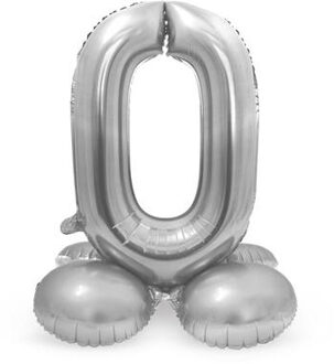 Cijferballon 0 Standaard Folie 72 Cm Zilver Zilverkleurig