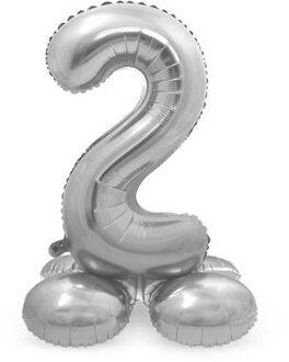 Cijferballon 2 Standaard Folie 72 Cm Zilver Zilverkleurig