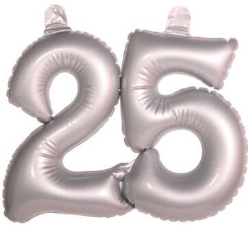 cijferballon 25 folie 45 x 35 cm zilver Zilverkleurig