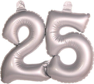cijferballon 25 folie 45 x 35 cm zilver Zilverkleurig