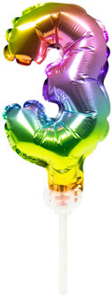 Cijferballon 3 Junior 13 Cm Folie Multikleur