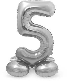 Cijferballon 5 Standaard Folie 72 Cm Zilver Zilverkleurig