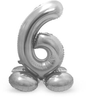Cijferballon 6 Standaard Folie 72 Cm Zilver Zilverkleurig