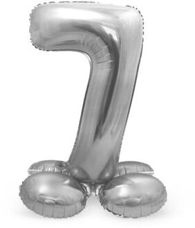 Cijferballon 7 Standaard Folie 72 Cm Zilver Zilverkleurig