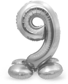 Cijferballon 9 Standaard Folie 72 Cm Zilver Zilverkleurig