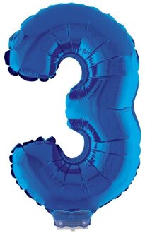 Cijferballon folie nummer 3 | Opblaascijfer 3 blauw 41cm