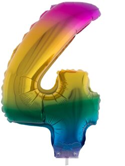 Cijferballon folie nummer 4 | Opblaascijfer 4 regenboog 41cm