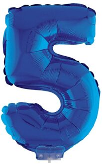 Cijferballon folie nummer 5 | Opblaascijfer 5 blauw 41cm