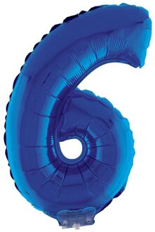 Cijferballon folie nummer 6 | Opblaascijfer 6 blauw 41cm