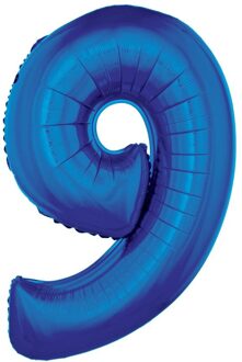 Cijferballon folie nummer 9 | Opblaascijfer 9 blauw 102cm