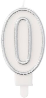 Cijferkaars '0' Wit Zilver Chique (9cm) Zilver - Grijs