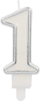 Cijferkaars '1' Wit Zilver Chique (9cm) Zilver - Grijs