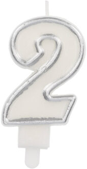 Cijferkaars '2' Wit Zilver Chique (9cm) Zilver - Grijs