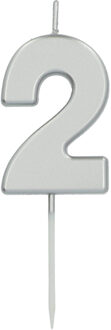 Cijferkaars '2' Zilverkleurig 5cm Zilver - Grijs