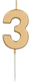 Cijferkaars '3' Goudkleurig 5cm Goud - Brons