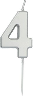 Cijferkaars '4' Zilverkleurig 5cm Zilver - Grijs