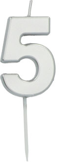 Cijferkaars '5' Zilverkleurig 5cm Zilver - Grijs