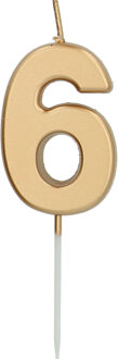 Cijferkaars '6' Goudkleurig 5cm Goud - Brons