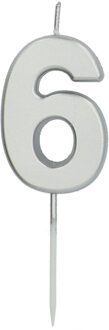 Cijferkaars '6' Zilverkleurig 5cm Zilver - Grijs