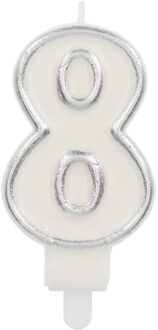 Cijferkaars '8' Wit Zilver Chique (9cm) Zilver - Grijs